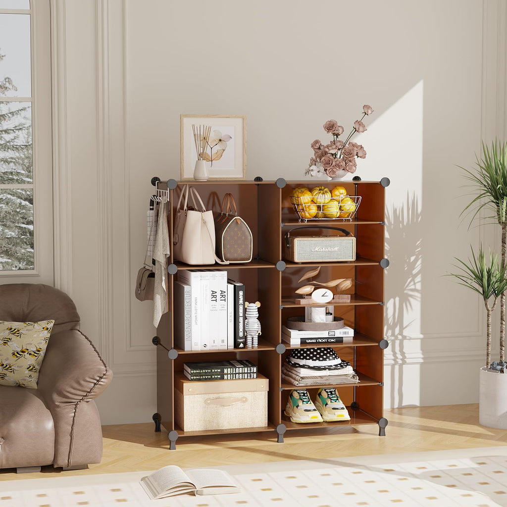 Closet Organizer 6 Cube Storage Shelves, Cocoa Brown