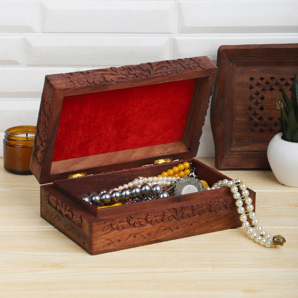 Hand Carved Wooden Keepsake Box, Tree of Life Jewelry Box for Women