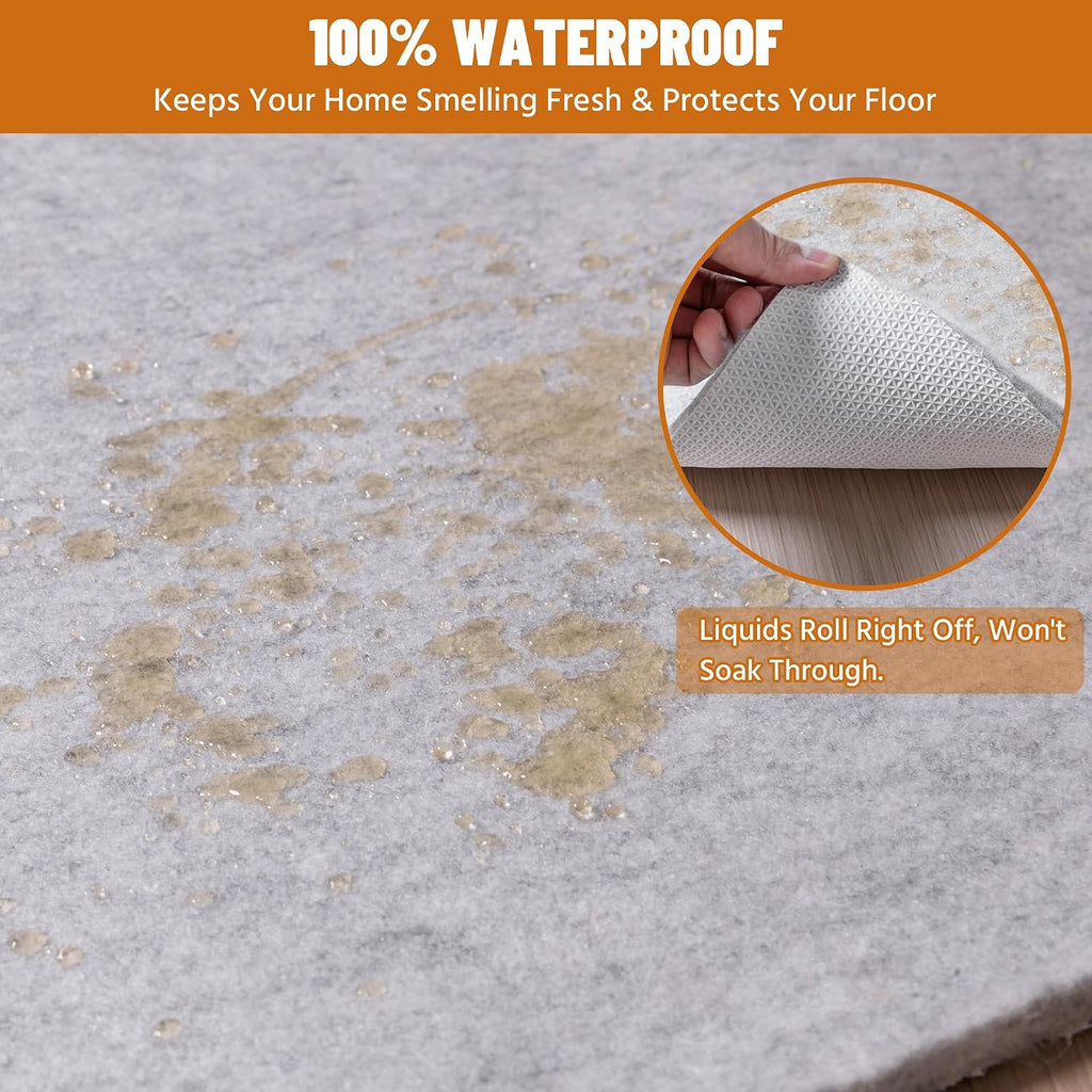 4' x 6' Non Slip Rug Pad Waterproof, 1/4" Thick 100% Felt +Rubber Rug Pad, Under Area Rug Pad Protective Cushioning - Set of 24