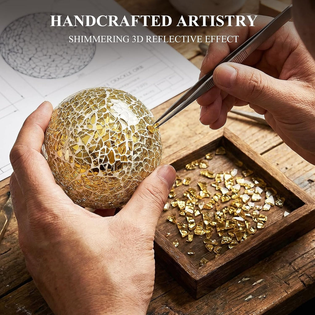 Decorative Balls for Bowls, 3 Inch Gold Orbs Glass Balls - Set of 5