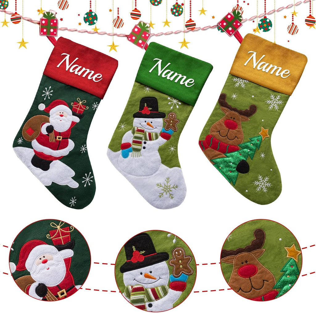 Set of 1 Christmas Stockings with Name Family Ornament for Xmas Holiday Decoration