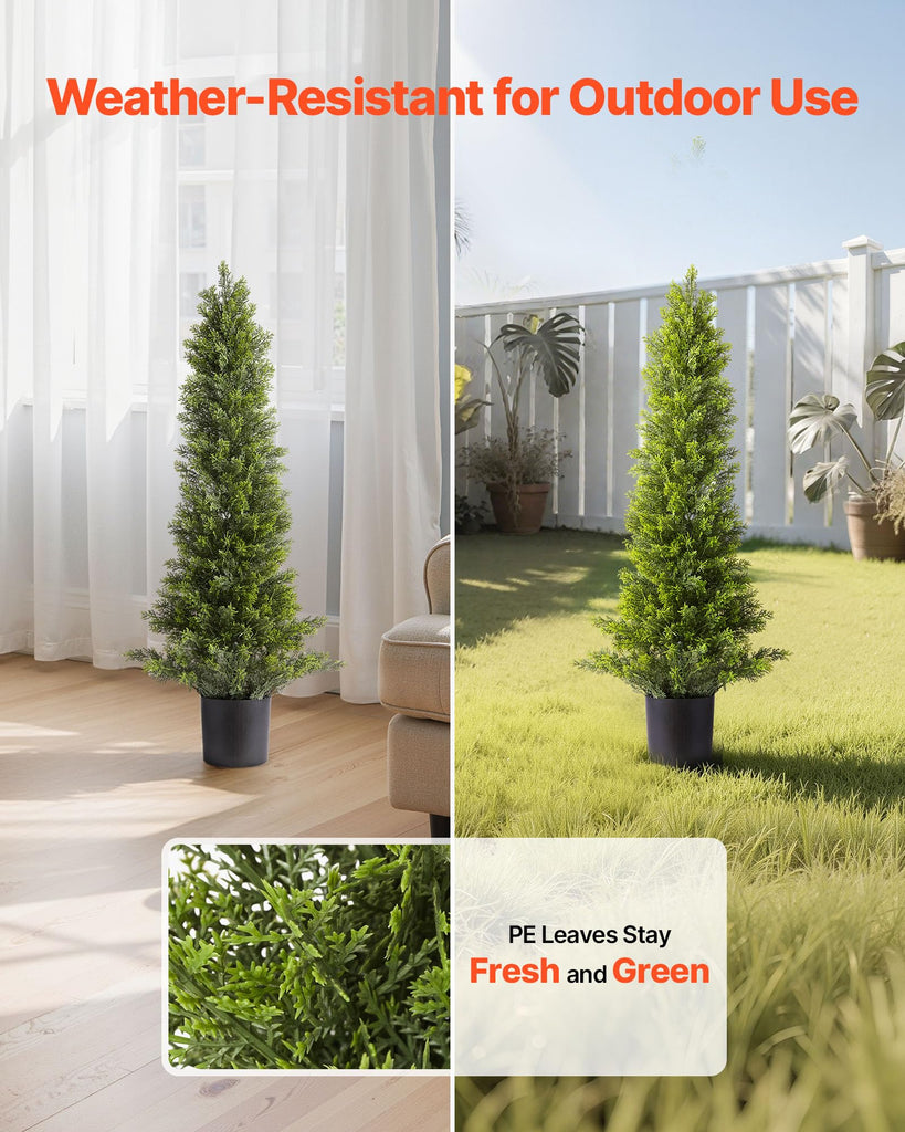 Artificial Topiary Cedar Trees, 36 inch 2 Set Faux Pine Shrubs Plants, Fake Silk Tree Look Real, Easy Assembly for