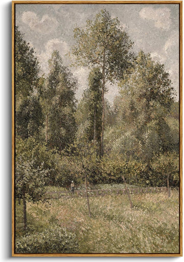Framed Canvas Prints Art Vintage Decor, Bushes Poplars Nature Landscape Paintings, Large Prints, Farmhouse Decor