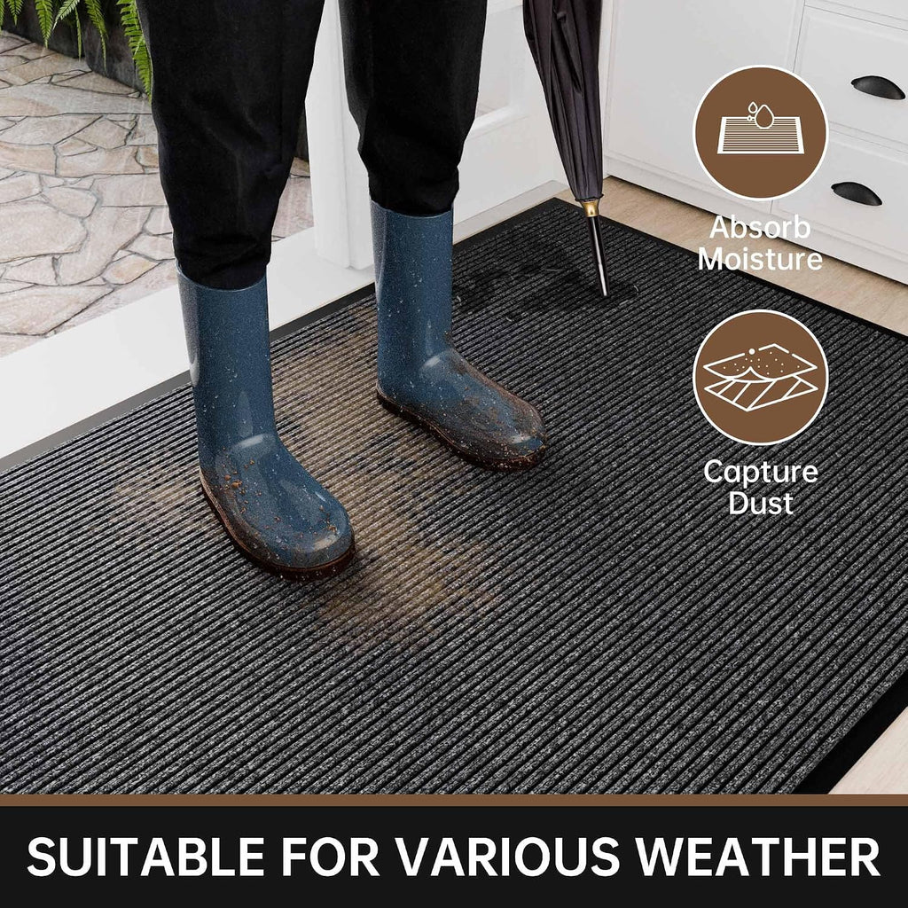 Front Door Mat, 60" x 36" Heavy Duty Indoor Outdoor Doormat | Non-Slip Welcome Mats , Rubber Backing Low Profile