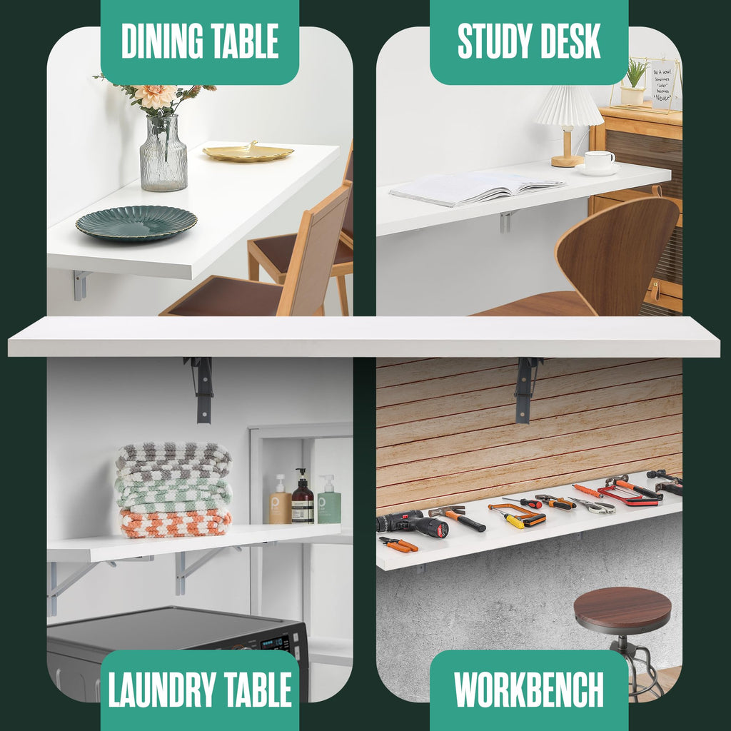 Wall Mounted Desk, Murphy Desk, Wall Mounted Folding Table, 48x16 White