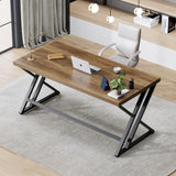Wood Computer Desk, Rustic Home Office Executive Desk, Industrial Wooden Computer Writing Study Work Gaming Table