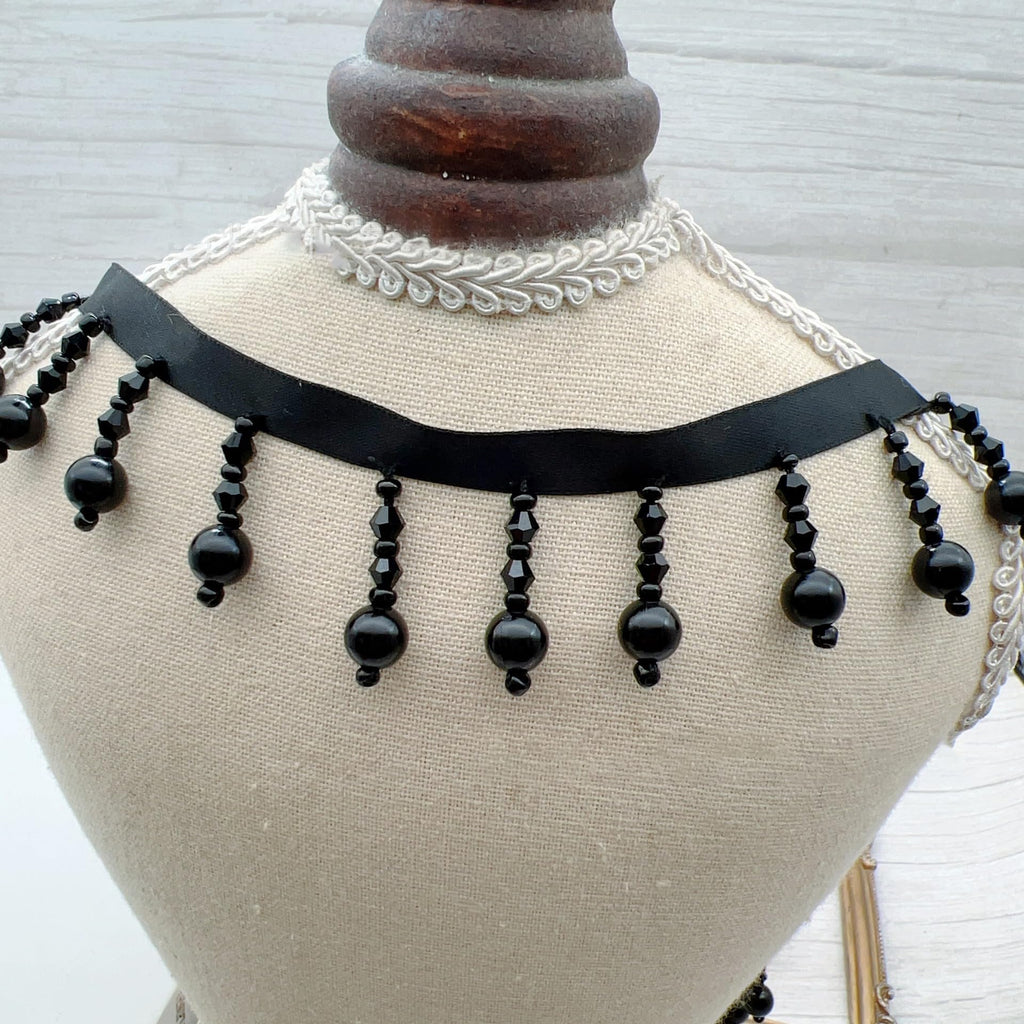 Crystal gourd droplets Fringe Beaded Lace Trim Pearl Pendant Tassels Dress Tassel Fringe Lace Trim Decoration - 1 Yards