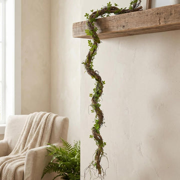 69" Faux Leaf Grapevine Moss Tree Branch Halloween Garland Decor