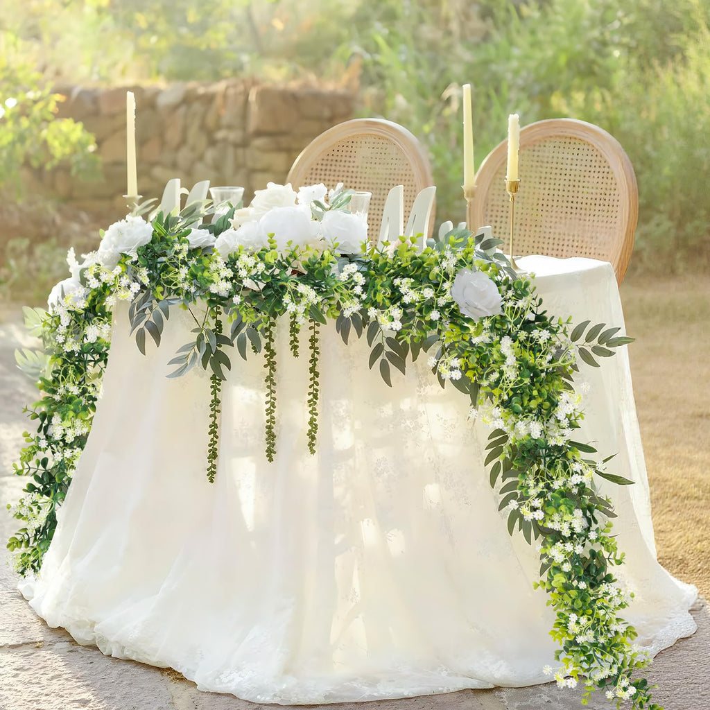 6FT Eucalyptus Garland with Flowers, 8 Pack Artificial Greenery Garland Hanging Faux Eucalyptus Garland Suitable for