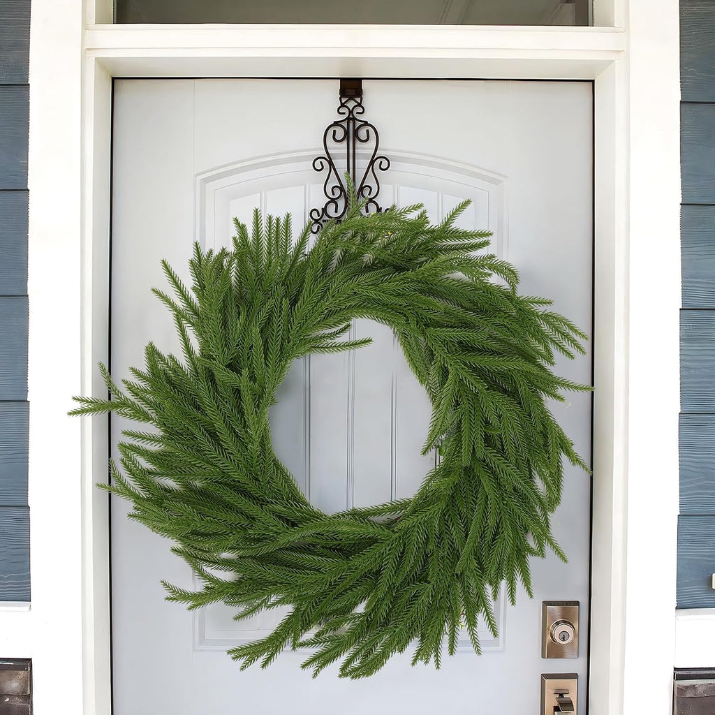 6Ft Artificial Norfolk Pine Garlands, Real Touch Winter Pine Garland, Green Artificial Greenery Garland - Set of 2