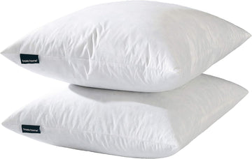 Hotel-Style 18x18 Goose Feather Pillow Insert for Sofa & Bed - 100% Odorless & Plump Cushion Filler - 233TC Cotton - Set of 2