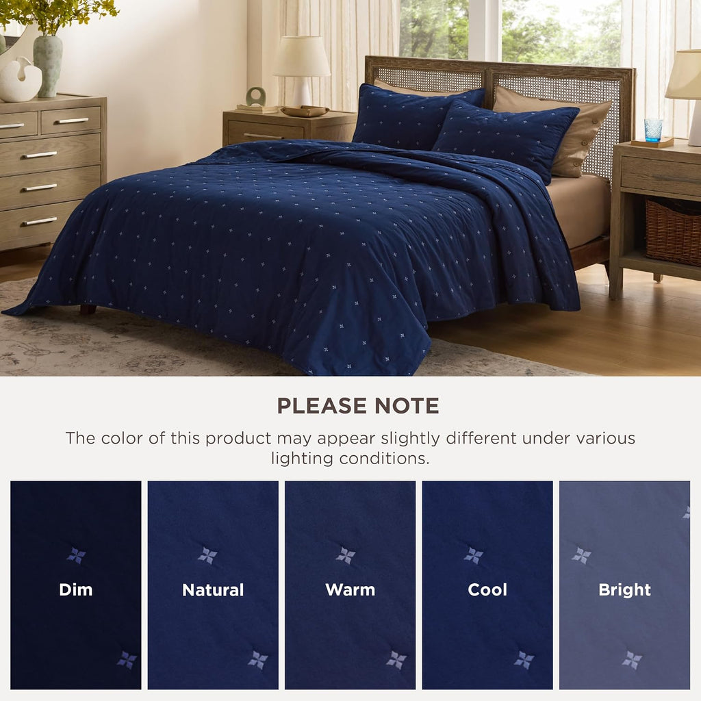 100% Cotton Quilt Set - King Bedspread, Lightweight Soft Bed Coverlet, PureWoven, 3-Piece Cozy Stitching Comforter
