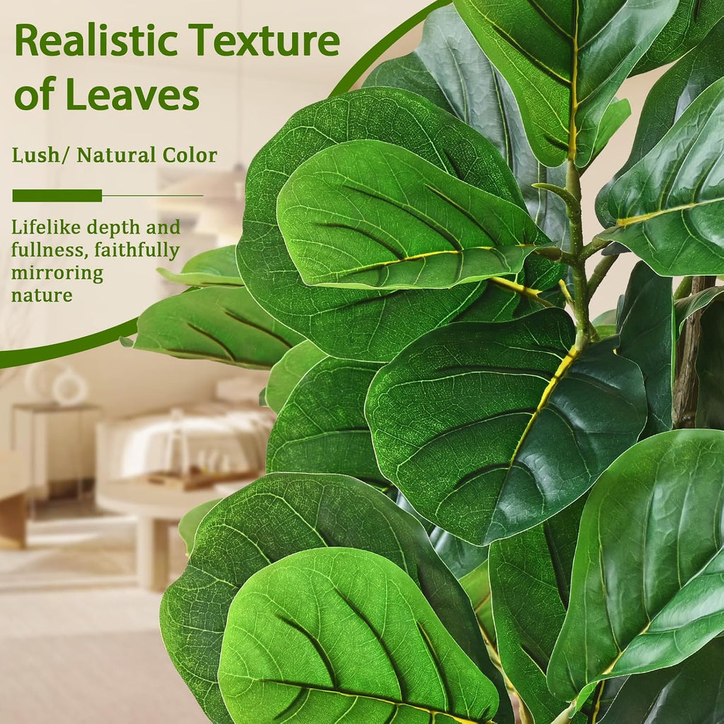 6FT Artificial Fiddle Leaf Fig Tree with Planter & Woven Basket