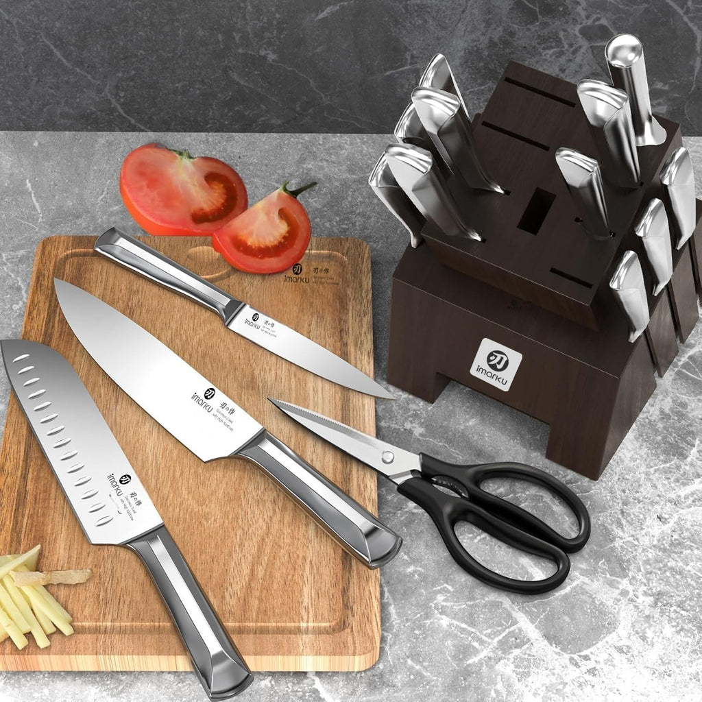 16-Pieces Knife Set, High-Carbon Stainles Steel Kitchen Knife Set | Knife Set with Block|15°Precision Edge|56±2 HRC