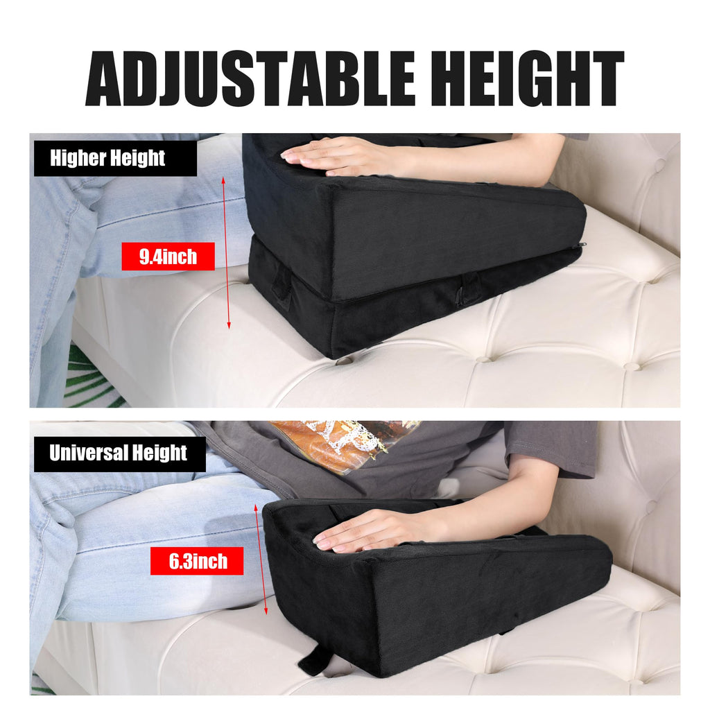 2-in-1 Adjustable Arm Elevation Pillow with Pockets, Ergonomic Wedge Bolster for Post Surgery Support, Recovery Boost