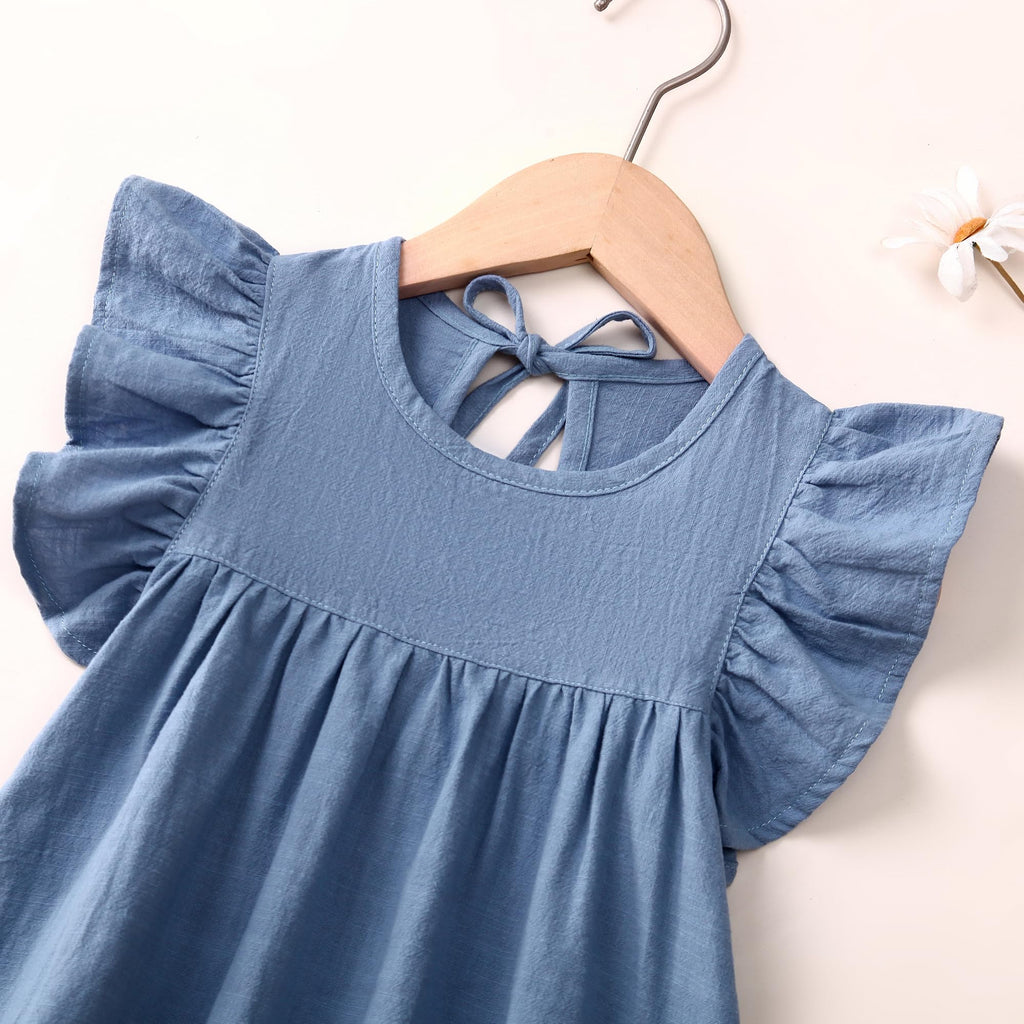 Toddler Baby Girl Dress Summer Cotton Ruffle Halter Sleeveless Kids Casual Beach Party Dresses