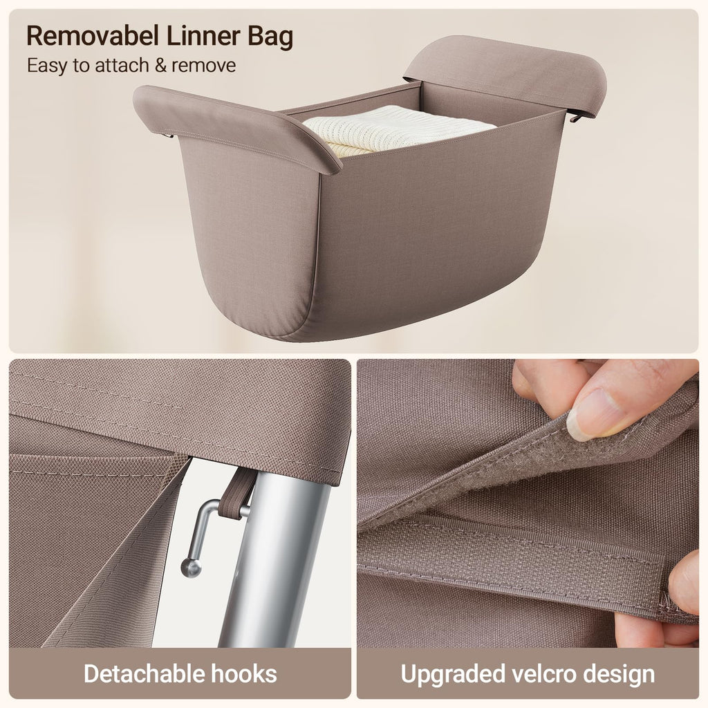 Laundry Basket with Wheels, Collapsible Laundry Hamper, Camel Brown