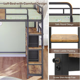 Loft Bed with Desk Full,Full Bed Frame with 6 Storage Drawers