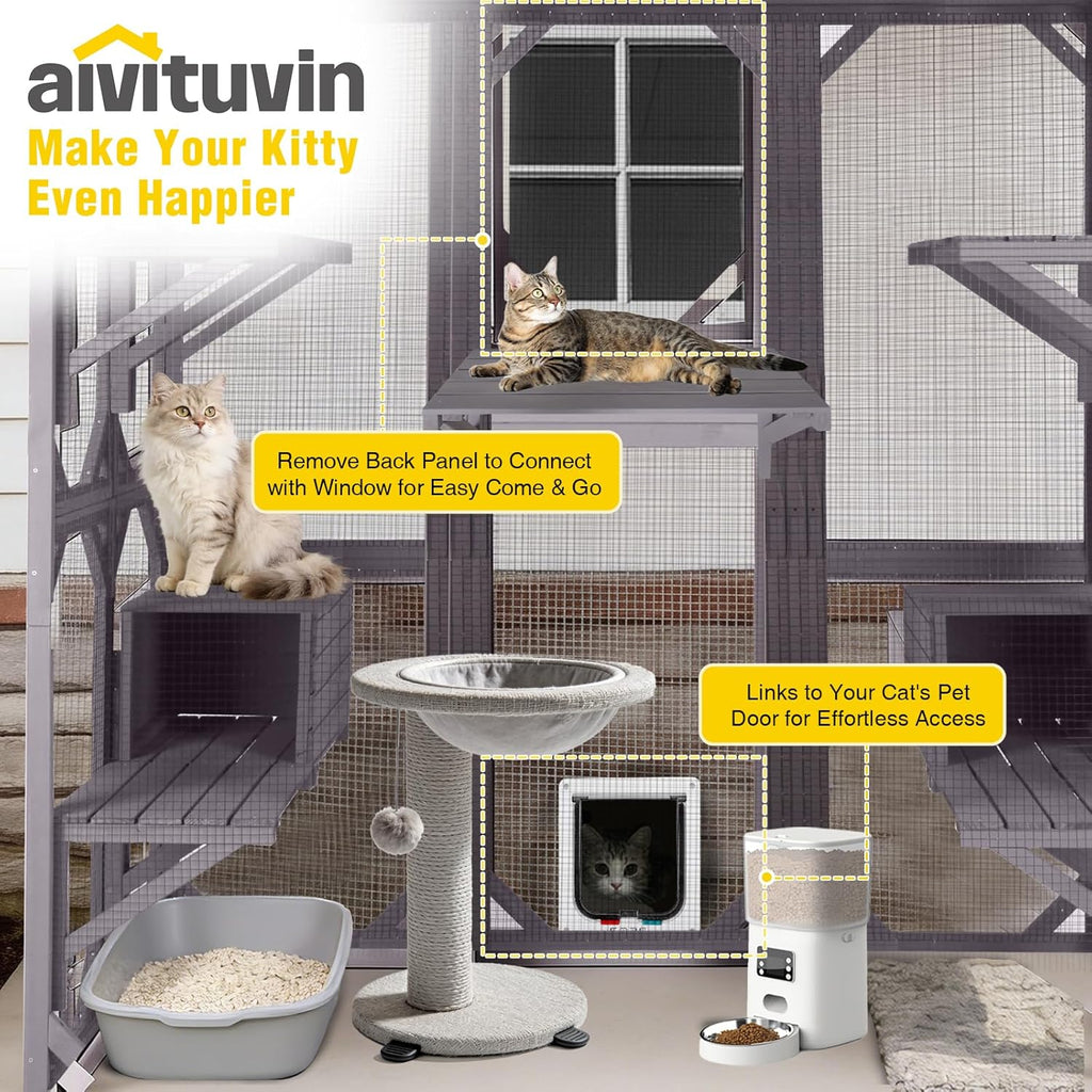 Extra Large Window Catio 5-Level Outdoor Cat Enclosure with Cover