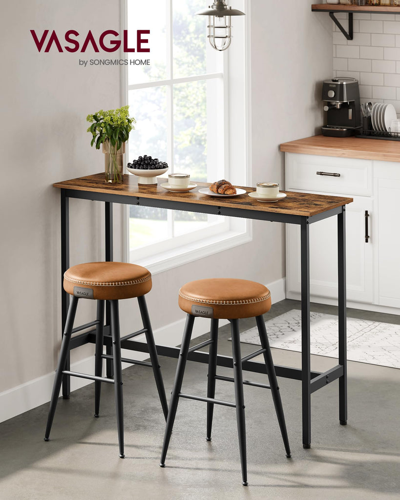 Bar Table, Narrow Long, High Top Pub Table, Steel Frame