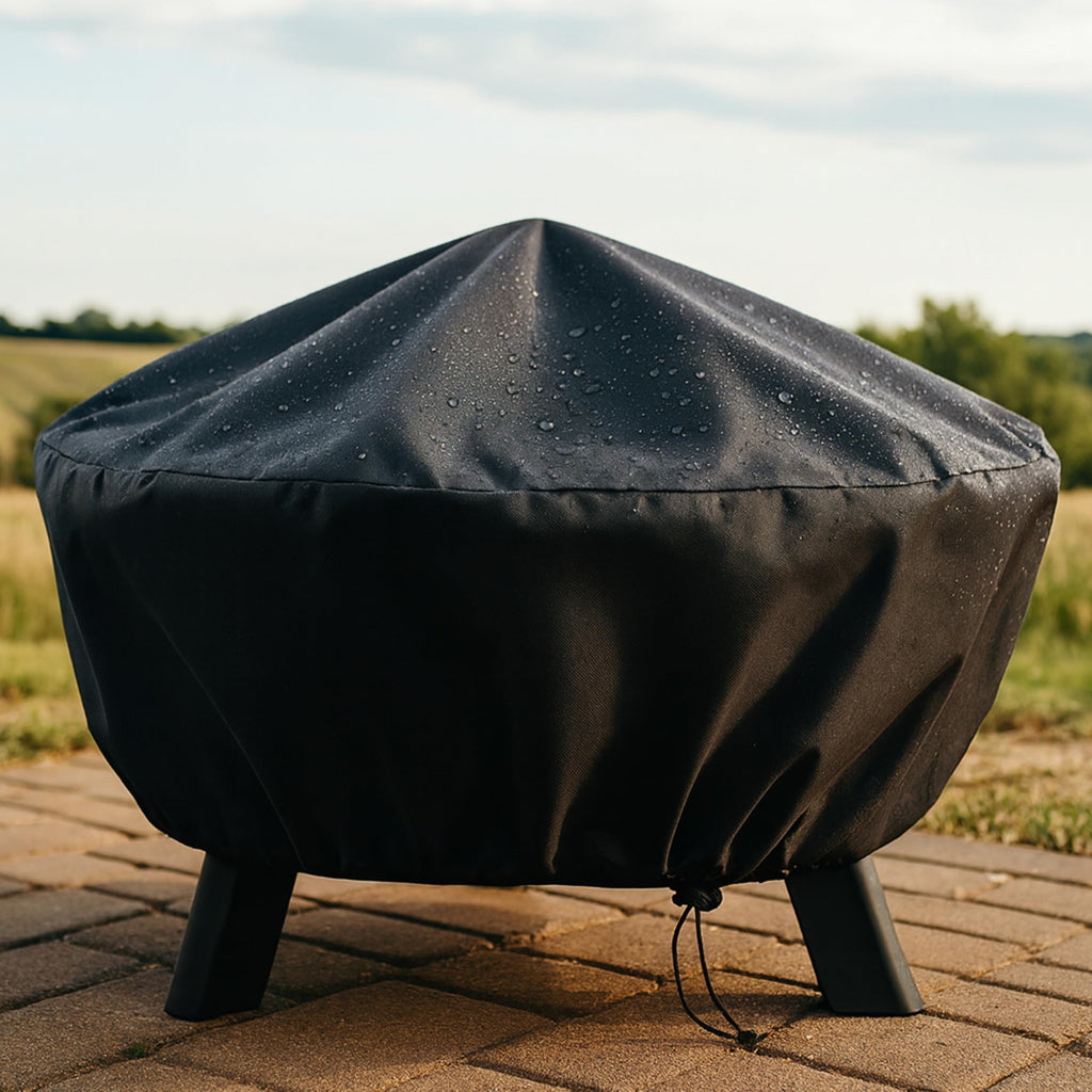 Heavy Duty Outdoor Fire Pit Cover, Round, Durable PVC, Black, 58"