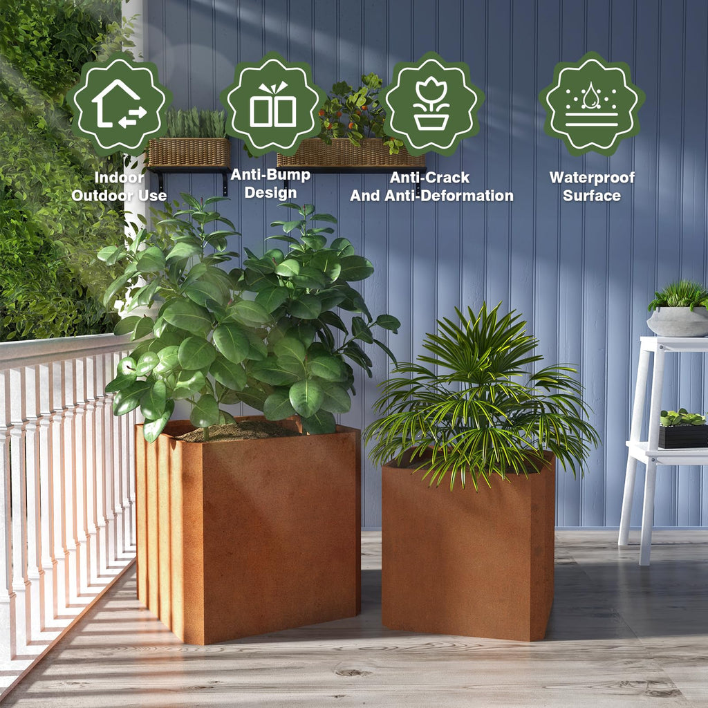 Corten Steel Planter Box 24"L x 24"W x 24"H Large Square Steel Planter Box