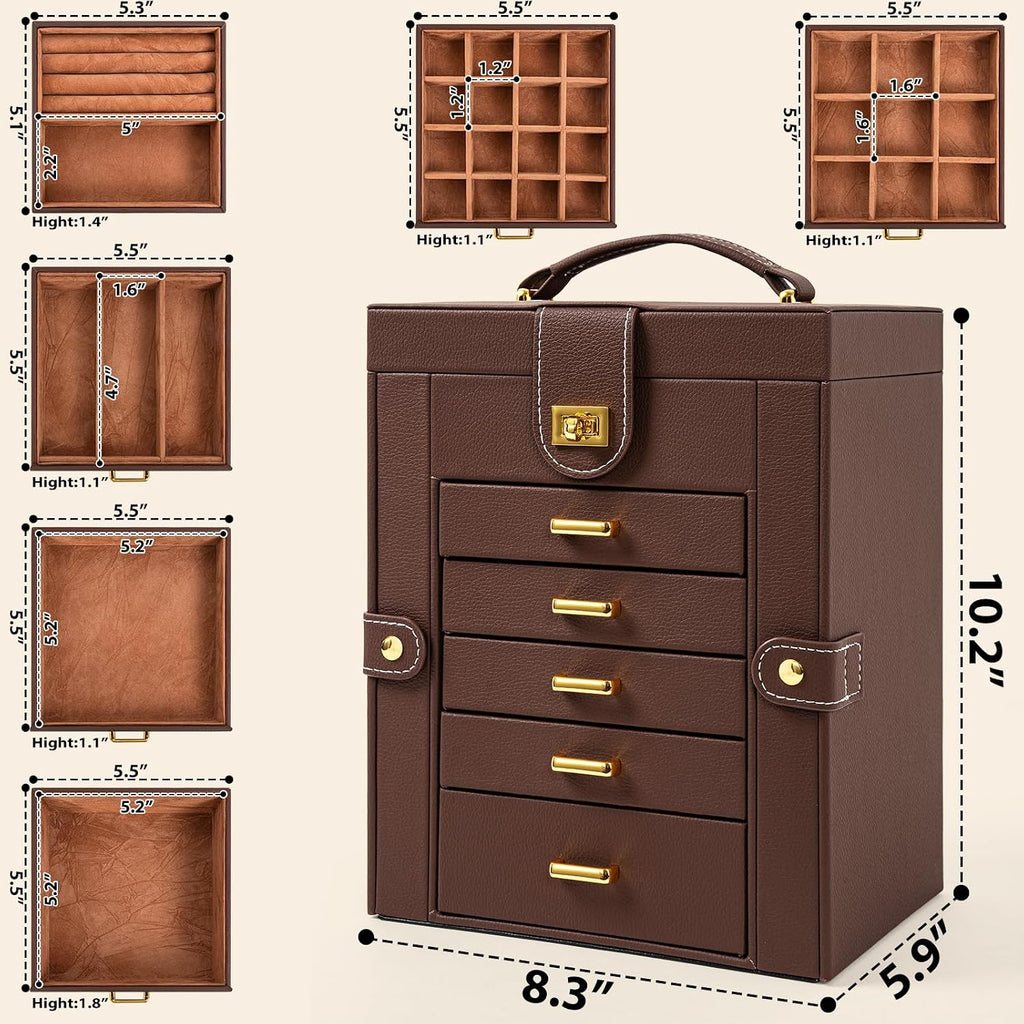 6-Tier Jewelry Box Organizer 5 Drawers Jewelry Storage Case
