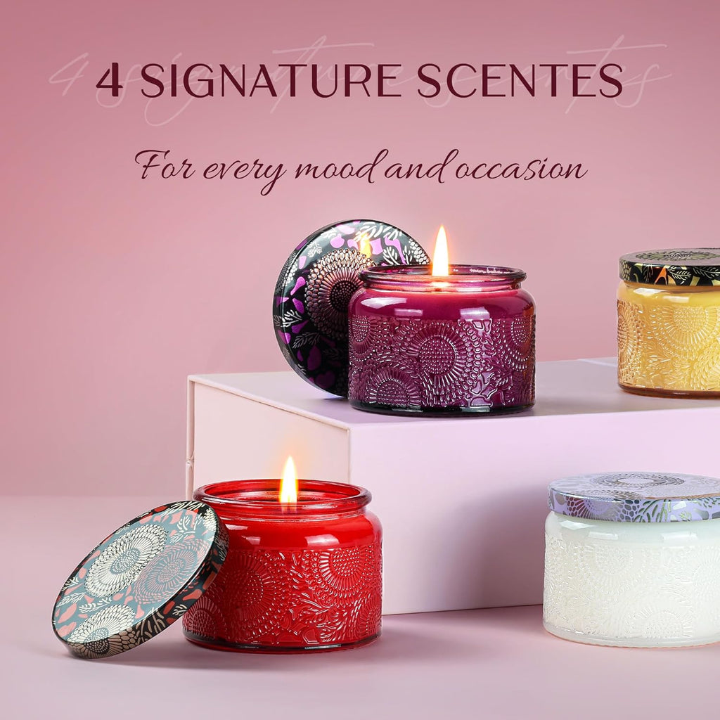 Candles for Women, Scented Candle Gift, Scented Candles, Birthday and Christmas Candle Gifts for Women - Set of 4