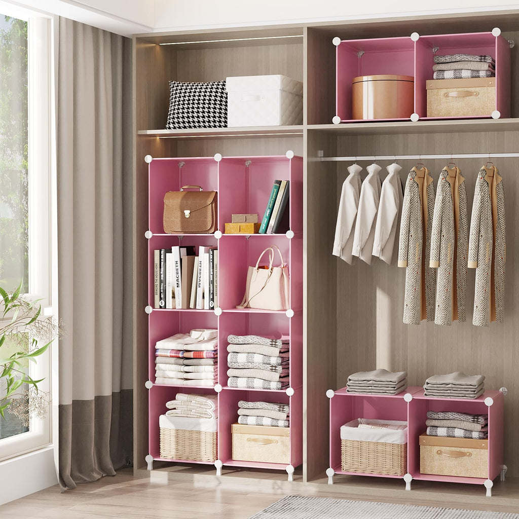 Cube Storage Organizer, Closet Organizers, 6 Cube Shelf, Pink