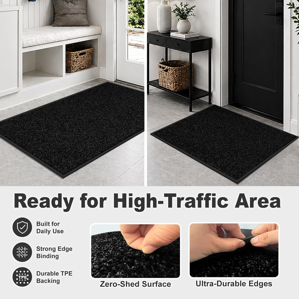 Super Absorbent Front Door Mat, 36" x 24", Non-Slip Washable Indoor Doormats, Low Profile Entryway Rug Outdoor, Dirt