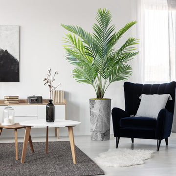 Artificial Tree in Modern Planter, Fake Areca Tropical Palm Silk Tree for Indoor and Outdoor Home Decoration - 66"