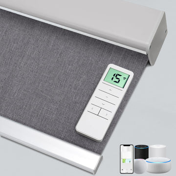 Motorized 100% Blackout Roller Shades - Custom Smart Blinds with Remote, Rechargeable Battery or Plug-in Motor, Tuya