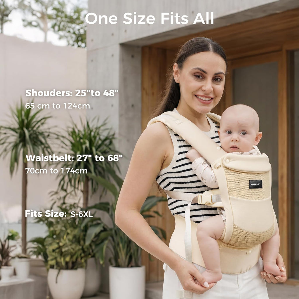Breeze Baby Carrier, Breathable 3D Air Mesh, Ergonomic Hip-Healthy Baby Carrier with M-Cloud, Plus Size