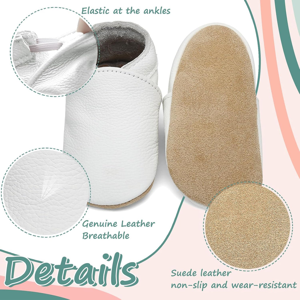 Genuine Leather Baby Booties Soft Sole Toddler Walking Shoes Flexible&Breathable Baby Slippers for First Walkers Boys