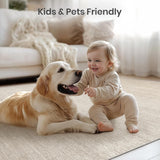 5x7 Washable Stain Resistant Area Rug, Non-Slip Printed Carpet for Living Room Bedroom Beige