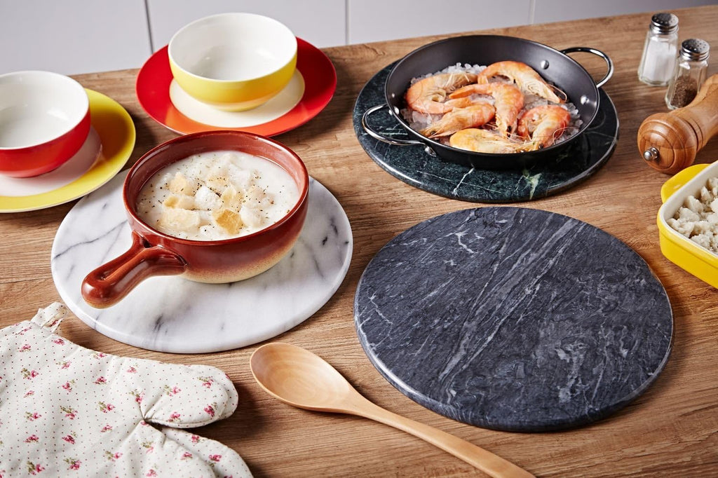 Trivets, 8-Inch Height, Marble, White