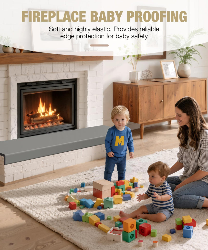 Fireplace Baby Proofing 80'', Soft Seat Hearth Cushion for Baby Proof, Grey