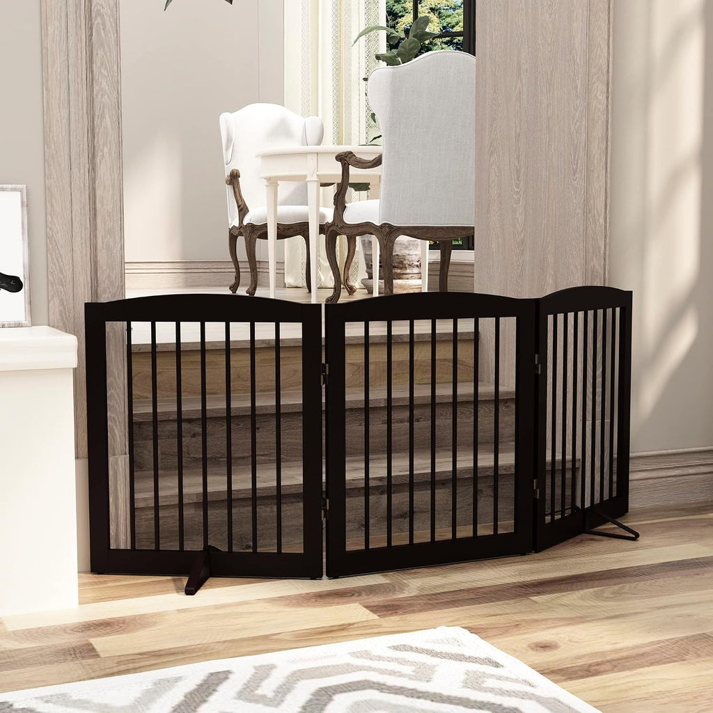 Freestanding Pet Gate for Dogs, Foldable Wooden Dog Gate, Indoor Dog Gate for Doorways, Stairs, Gates for Dogs