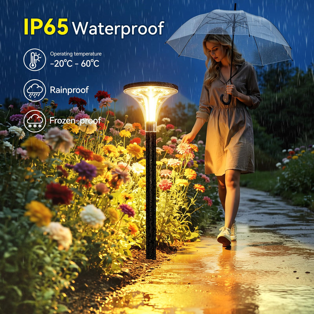 Bright Solar Pathway Lights Outdoor, 6 Pack 29" Tall Solar Powered Garden Lights Waterproof, Auto ON/Off
