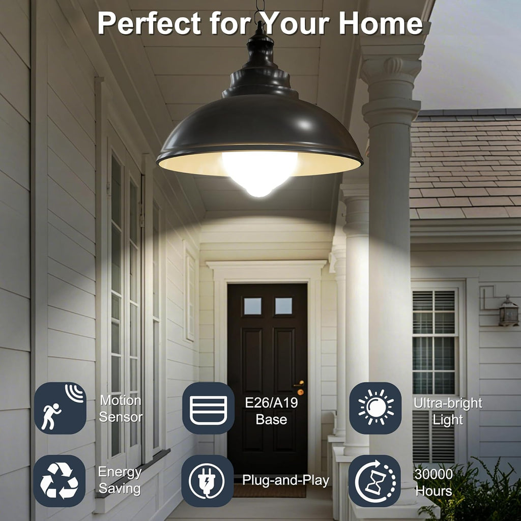 Motion Sensor Light Bulbs, 12W(100W Equivalent) A19 E26 5000K Auto On/Off