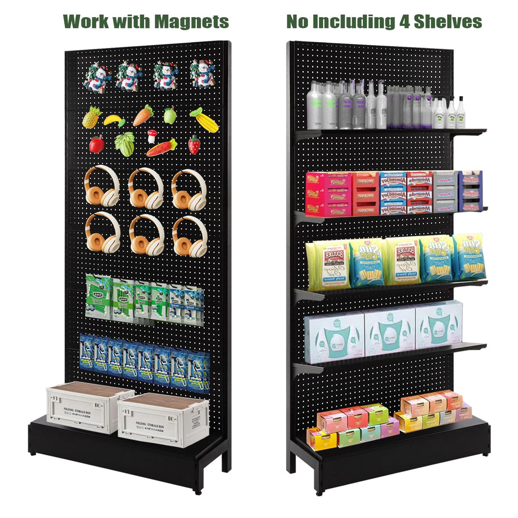 Pegboard Display Stand, Gondola Retail Shelving Wall Display for Convenient Grocery Office Supply or Liquor Stores