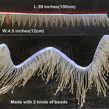 Green Beads Wavy Water Shape Fringe Trim Beads Belt Tassel Fringe Trim Ribbon Tassel Chain