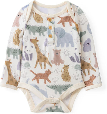 Henley Bodysuit, Soft Viscose from Bamboo Long Sleeve Bodysuit for Baby Boys & Girls, Baby Clothes