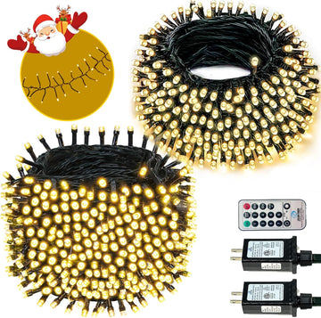 Connectable 240LED 88Ft 13Modes Christmas Lights and 50FT 1000 LED Cluster Christmas Tree Lights Outdoor Indoor