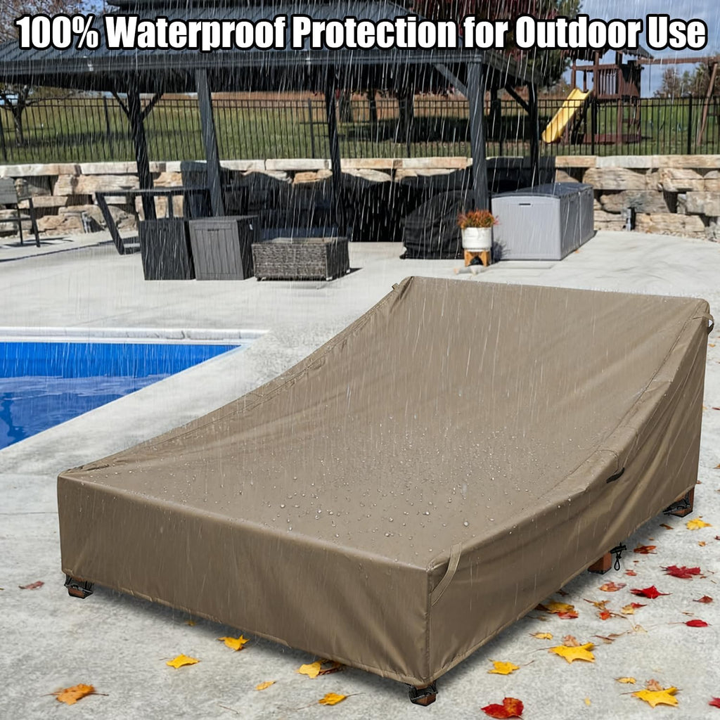 Double Chaise Lounge Cover Outdoor Waterproof Daybed Cover | 600D Weather-Resistant Oxford Fabric Tear-Resistant and