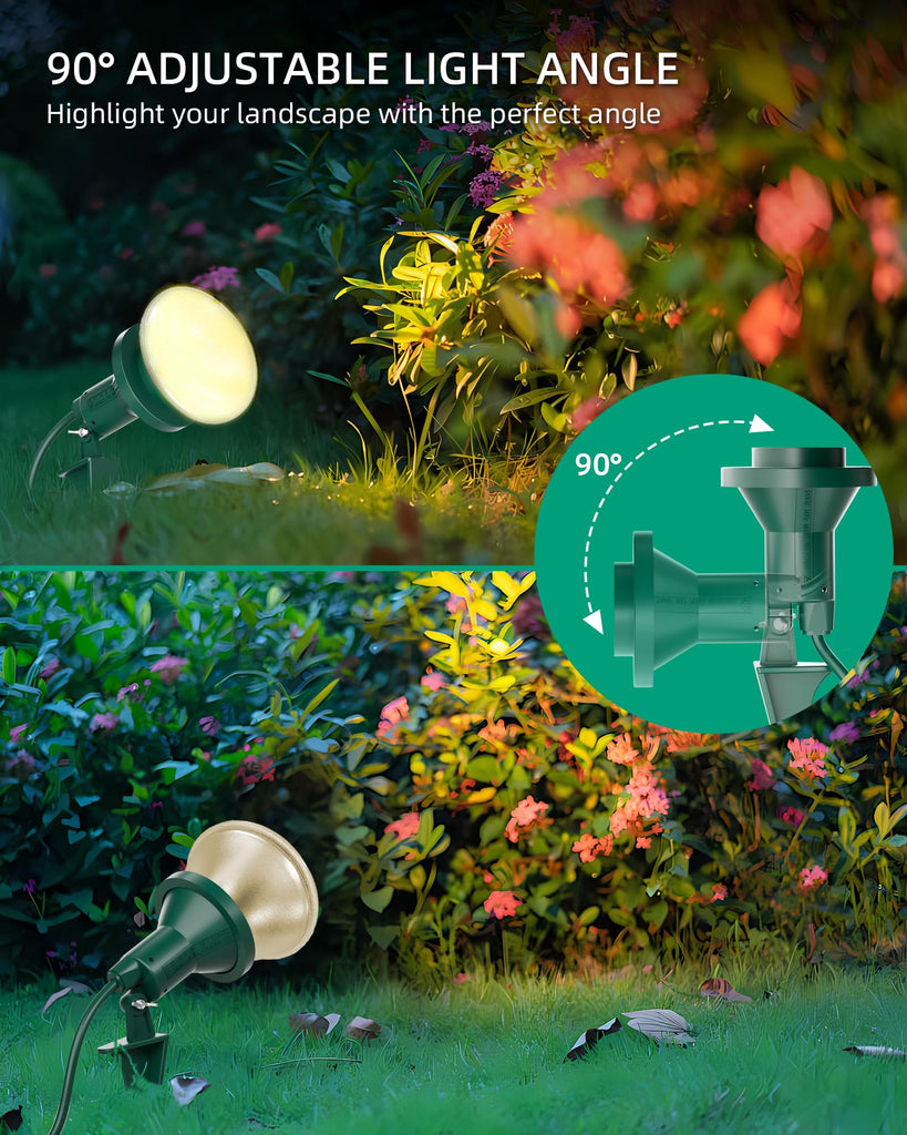 Outdoor Flood Light Holder with Ground Stake, Plug-in Waterproof Spotlight Fixture, PAR38 Compatible, E26 Socket, 6FT