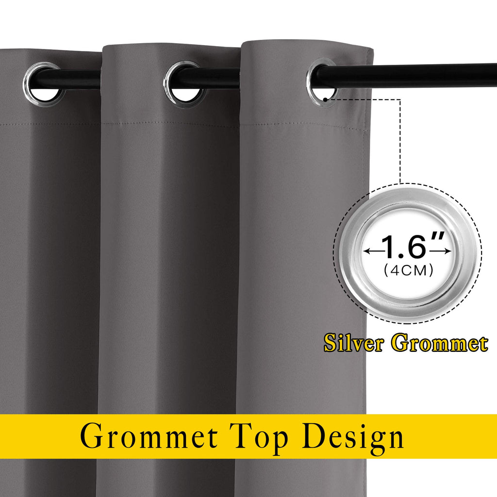 Blackout Curtains Panels - 3 Pass Microfiber Noise Reducing Thermal Insulated Solid Ring Top Blackout Window Drapes
