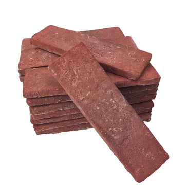 40 Pcs Red Thin Wall Brick Veneers, 2.4" x 7.9" Backsplash, Living Room, Fireplace, Interior and Exterior Wall