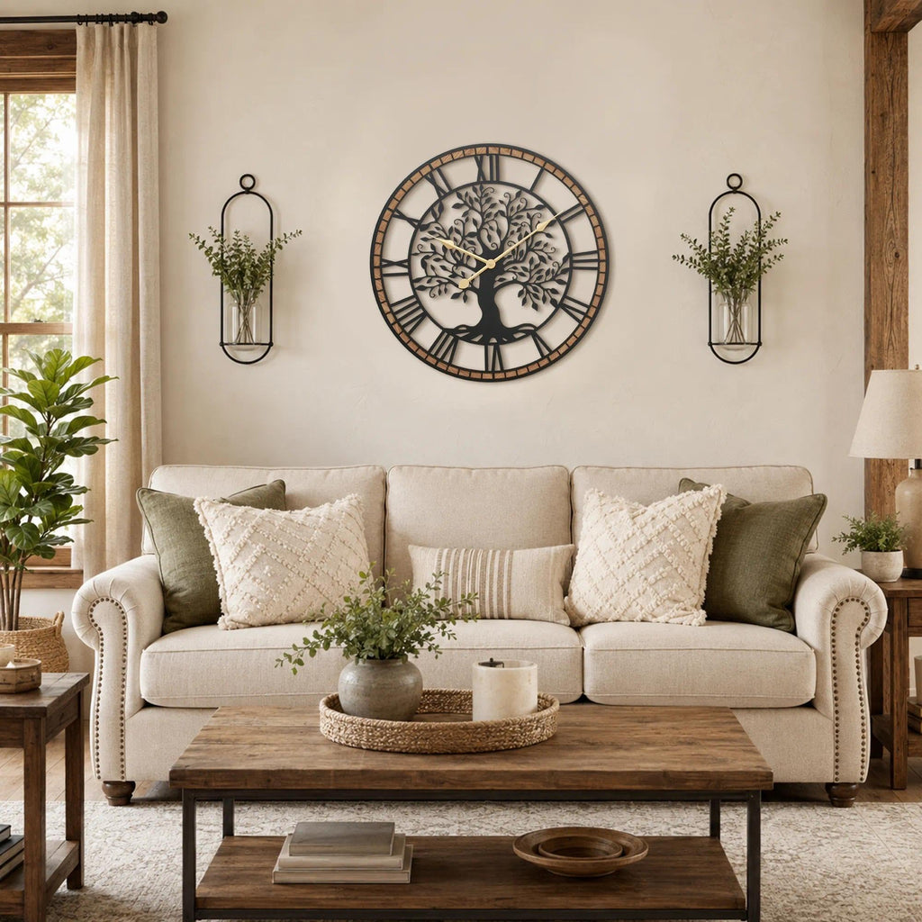 Large Wall Clock Decorative: 30 Inch Tree of Life Battery Operated