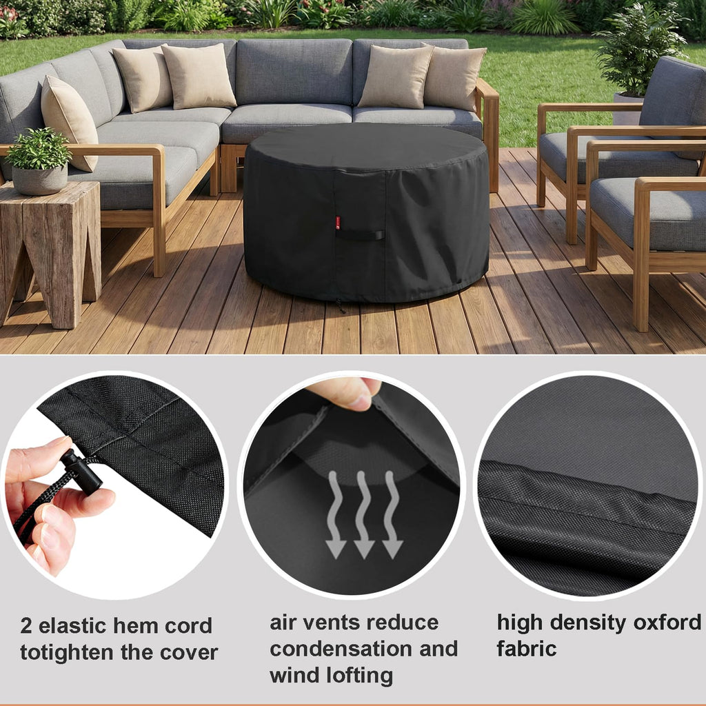 Fire Pit Cover 36"x34", Waterproof Fabric 600D Polyester